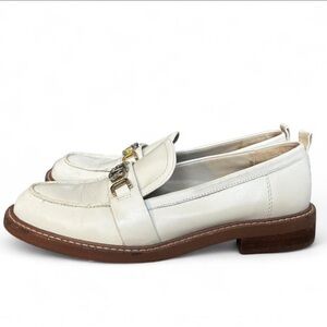 Sam Edelman Christy Cream Leather Loafers with Brown Sole